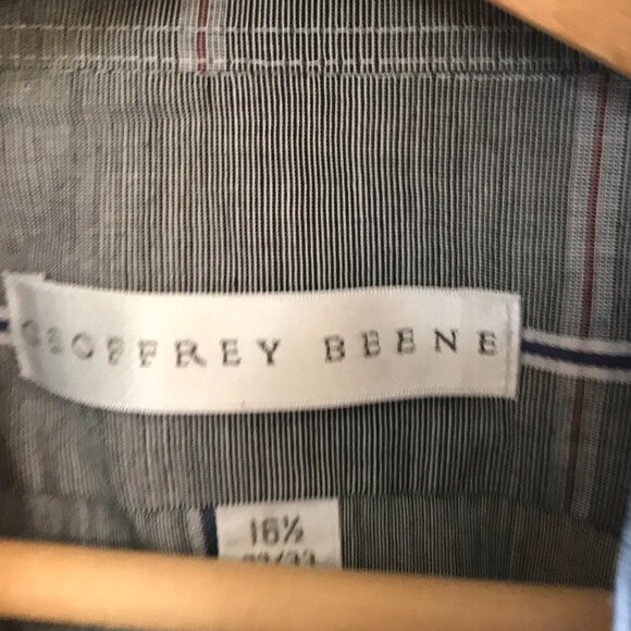 Geoffrey Beene Button-Down Shirt: Gray Plaid Long Sleeves, Size 16-1/2 32-33 - Picture 7 of 10